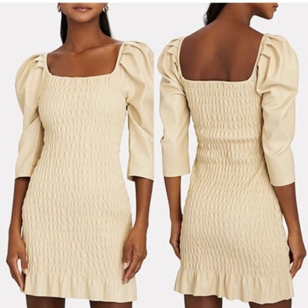 NWT Saylor Justina Smocked Vegan Leather Dress - Picture 8 of 9